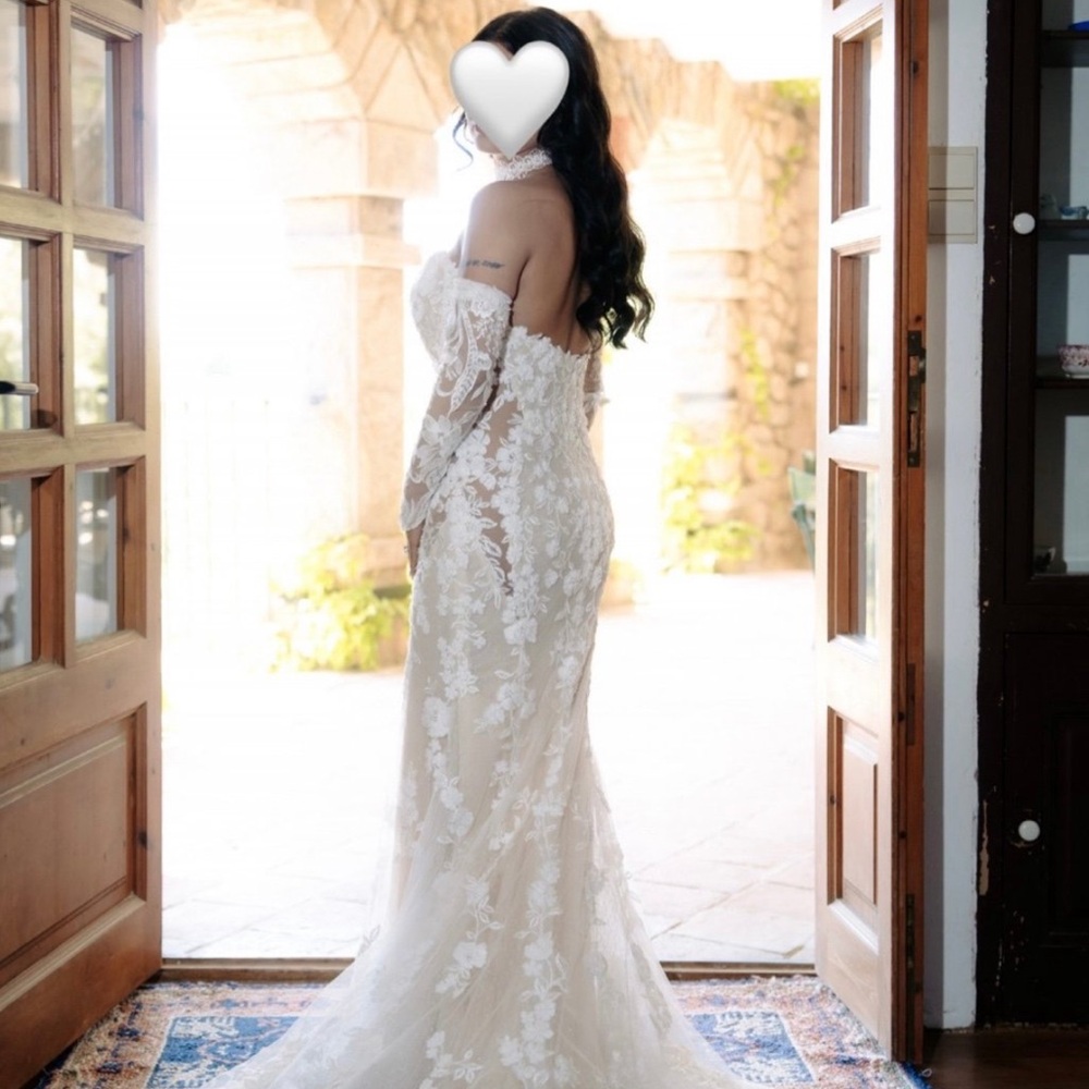 Maggie Sottero Lace Strapless Wedding Dress - Picture 1 of 7